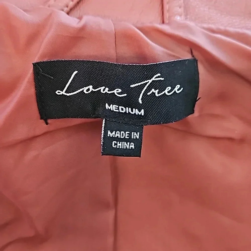 Love Tree Mauve Faux Leather Moto Biker Jacket Mauve Pink Womens Medium - Picture 4 of 6